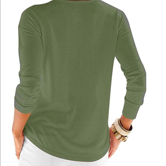 Green long sleeve wrap top - Picture 2 of 4